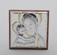Virgin square sterling silver icon 5cm - Vierge argent massif carree
